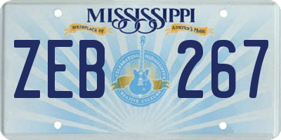 MS license plate ZEB267