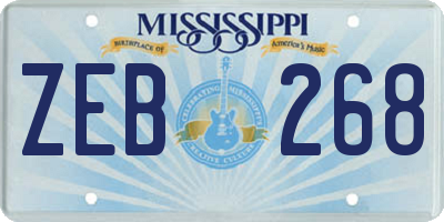 MS license plate ZEB268