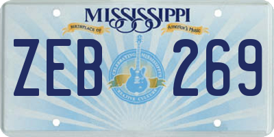 MS license plate ZEB269