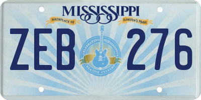 MS license plate ZEB276