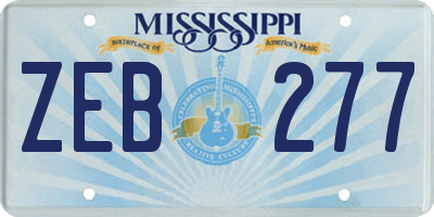 MS license plate ZEB277