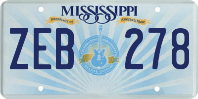 MS license plate ZEB278