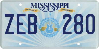 MS license plate ZEB280