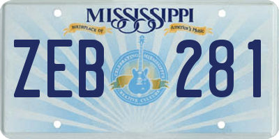 MS license plate ZEB281