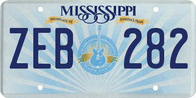 MS license plate ZEB282