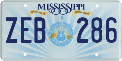 MS license plate ZEB286