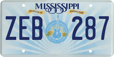 MS license plate ZEB287