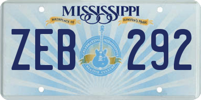 MS license plate ZEB292