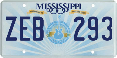 MS license plate ZEB293