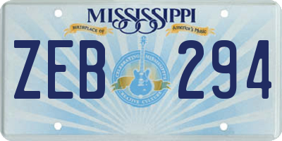 MS license plate ZEB294
