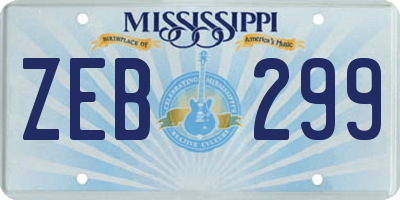 MS license plate ZEB299