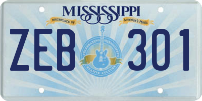 MS license plate ZEB301