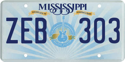 MS license plate ZEB303