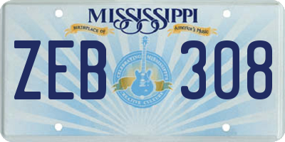 MS license plate ZEB308