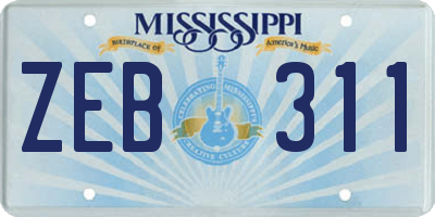 MS license plate ZEB311