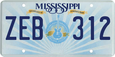 MS license plate ZEB312