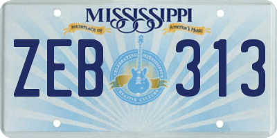 MS license plate ZEB313