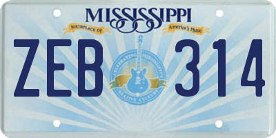 MS license plate ZEB314