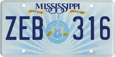 MS license plate ZEB316