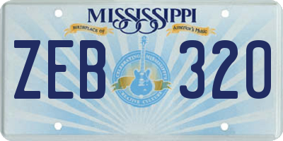 MS license plate ZEB320