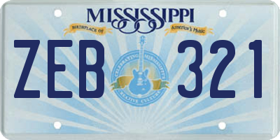 MS license plate ZEB321