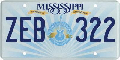 MS license plate ZEB322