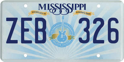 MS license plate ZEB326