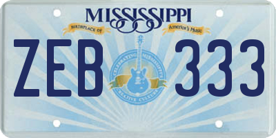 MS license plate ZEB333