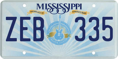 MS license plate ZEB335