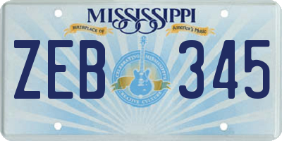 MS license plate ZEB345