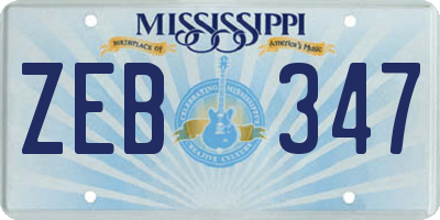 MS license plate ZEB347
