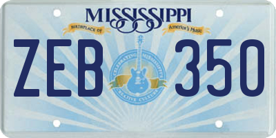 MS license plate ZEB350