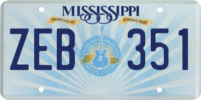 MS license plate ZEB351