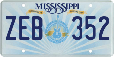 MS license plate ZEB352