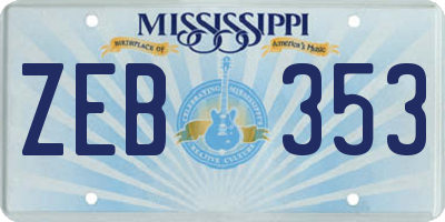 MS license plate ZEB353