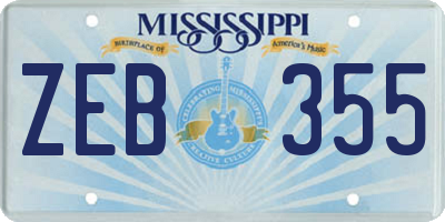 MS license plate ZEB355