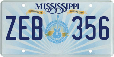 MS license plate ZEB356
