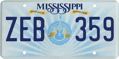 MS license plate ZEB359