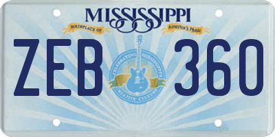 MS license plate ZEB360