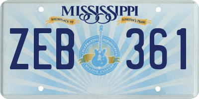 MS license plate ZEB361
