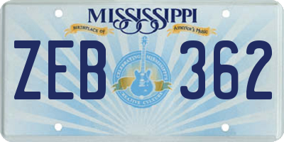 MS license plate ZEB362