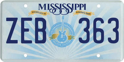 MS license plate ZEB363