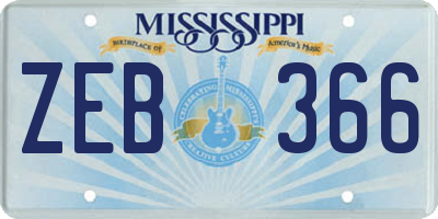 MS license plate ZEB366
