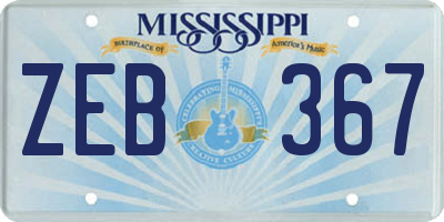 MS license plate ZEB367