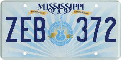 MS license plate ZEB372