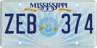 MS license plate ZEB374