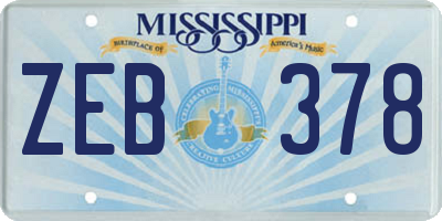MS license plate ZEB378