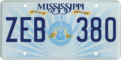 MS license plate ZEB380
