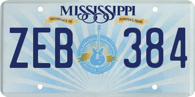 MS license plate ZEB384