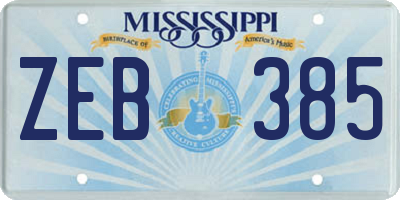 MS license plate ZEB385